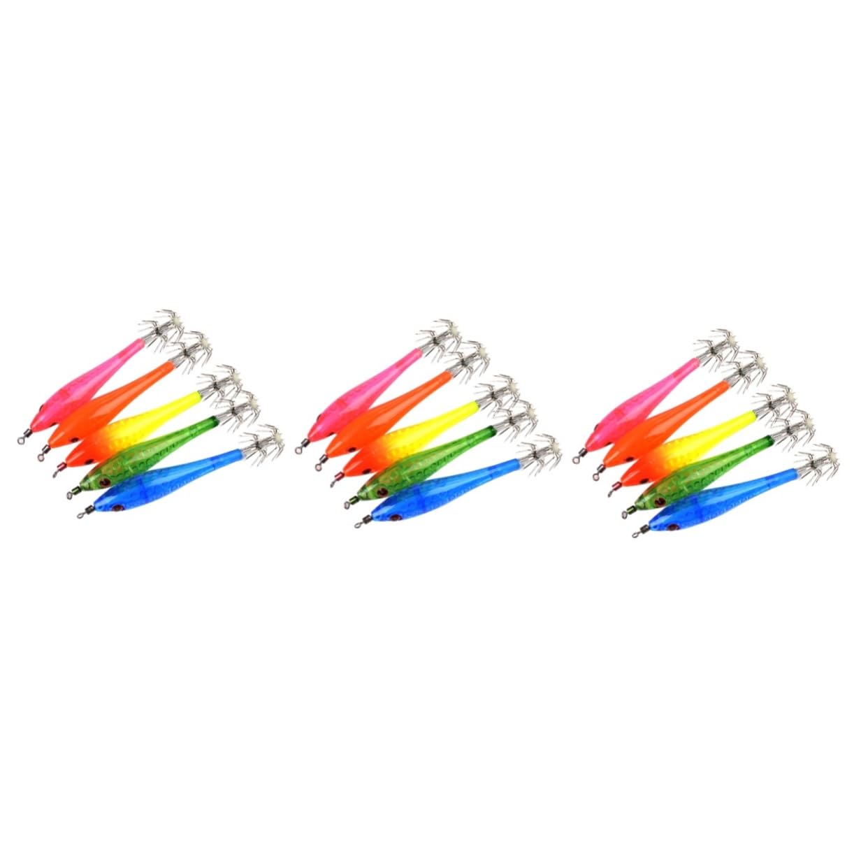 WOONEKY 3 Set di Esche Artificiali con Misti Luminosi Notturni per La Pesca in Acqua Dolce 5 Pezzi*3