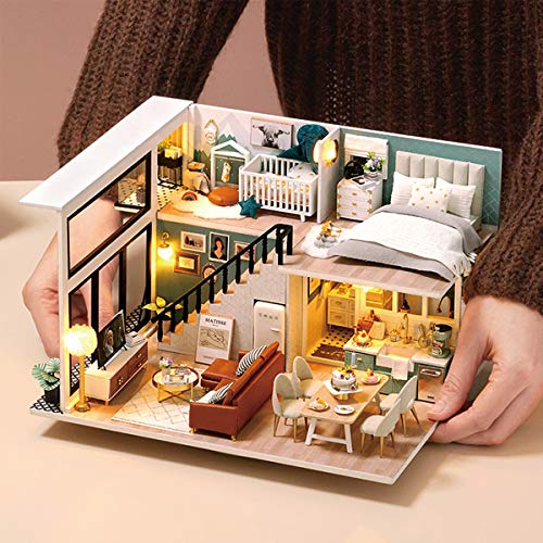 Gudoqi Diy Miniature Dollhouse Kit, Tiny House Kit With Furniture And Music, Miniature House Kit 1:24 Scale, Great Crafts Gift For Birthday Halloween, Comfortable Life #TOP5