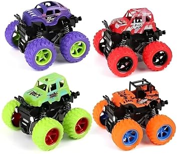 KOBBET Monster Trucks (Pack of 4), Friction Powered Monster Car Toys for Boys 3-7 Years Old, Durable Toys for Kids and Non-Toxic, Non-Slip Tires for Educational Play(Pack of 4)