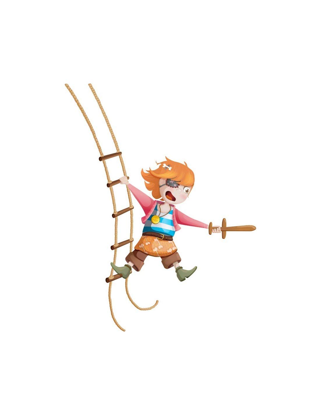 Sticker Pirate Capitaine Alysson deco chambre enfants autocollant mural 83x105cm