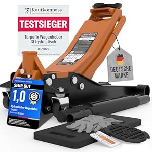 Tarpofix® Wagenheber 3t hydraulisch (85-475mm Hubhöhe) | Premium Rangierwagenheber 3t mit Doppelzylinder | Hydraulischer Wagenheber flach für SUV & tiefergelegte Autos | Hydraulik Rangierwagenheber