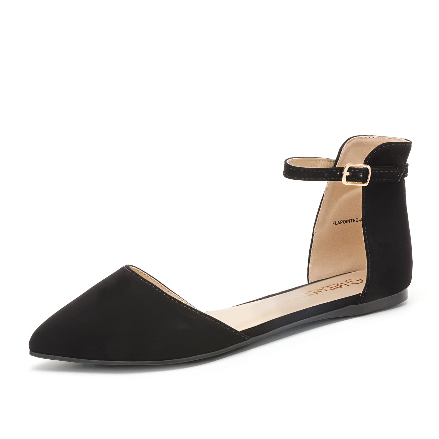 DREAM PAIRS Flapointed Women's Casual D'Orsay Pointed Plain Ballet Comfort Soft Slip On Flats Shoes