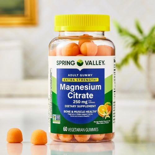 Spring Valley Extra Strength Magnesium Gummies for Bone and Muscle Health, 250mg, 60ct + Sticker.