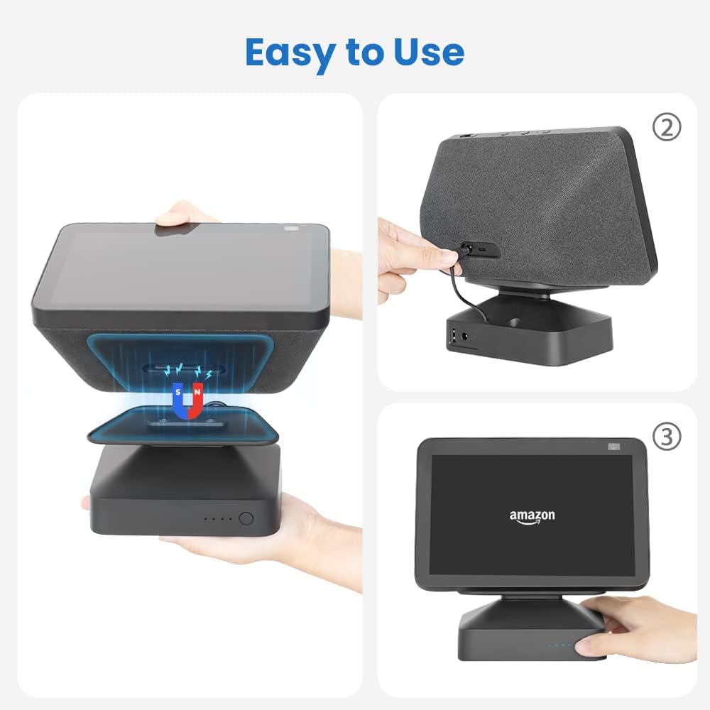 GGMM ES8 Battery Base for Show 8(1st & 2nd Gen), Wireless Battery Stand to Make Smart Speaker Portable, Adjustable Battery Charging Dock, Magnetic Attachment : Electronics