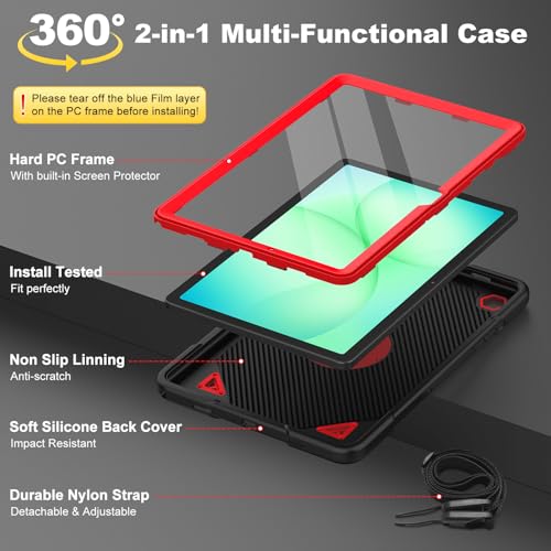 Hogenl for Samsung Galaxy Tab A11 Plus/A9 Plus case with Screen Protector/ 360° Rotating Stand/Shoulder Strap Full Body Rugged Cover for Galaxy Tab A11+ Plus/A9+ Plus 11 inch 2025/2023 Released by Hogenl - Used condition - Image 3