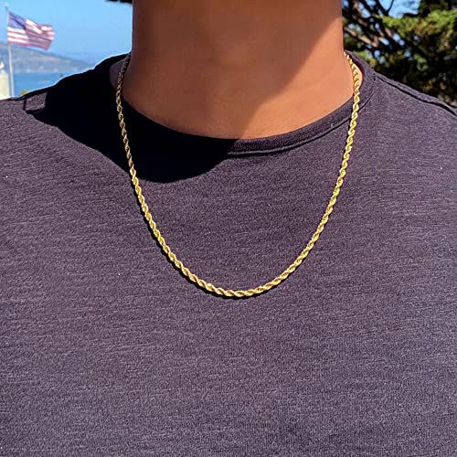 Gold Chain Gold Chain For Men 18 Inch Gold Necklace Men Gold Rope Chain For Men 18K Mens Gold Chain Necklace 3Mm Gold Rope Chain Gold Chains Diamond Cut Gold Chain For Boys Mens Jewelry Mens Gifts #TOP1