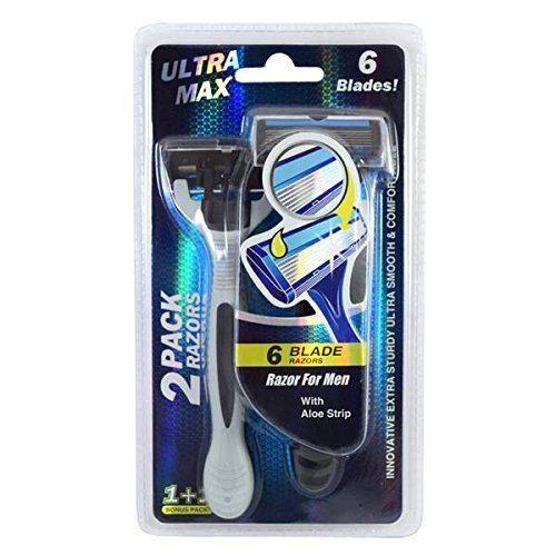 Amazon.com: 4x Ultra Max 2pk 6 Blade Razors for Men with Aloe Strip ...