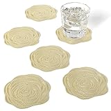 Sweet Elegance Coasters Rose Gold Coaster Set of 6 Hollow PVC Coaster Rose Shape Cup Mats Thanksgiving Table Ornament Decorations for Home Festival