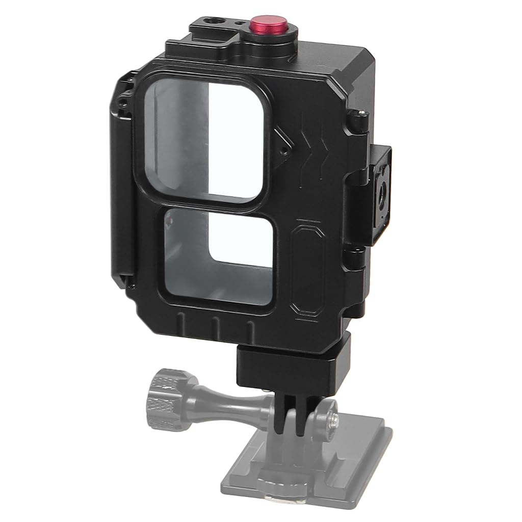 NovelGoal Aluminum Alloy 80 Meters Diving Waterproof Housing Case Underwater Vlog Shell Protective Frame Compatible with Gopro 12 11 10 9 Action Camera (Combo B,Quick Install)