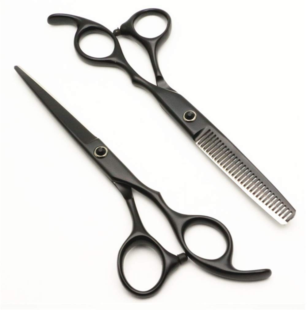 Ciseaux Coiffure Ciseaux de coiffure Kit ciseaux de coiffure coupe ciseaux et coupe ciseaux Matériel coiffure 6 pouces noir