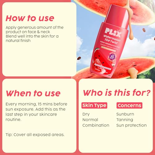 Image of PLIX - THE PLANT FIX Watermelon Tint Twist Color-Adapting Sunscreen | For light coverage & instant glow | SPF 50 PA++++ Medium Sunlit Glow