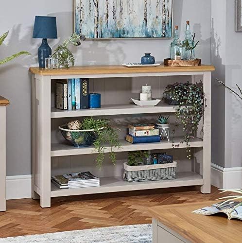 The Furniture Market Cotswold Grey Painted Wide Low Bookcase