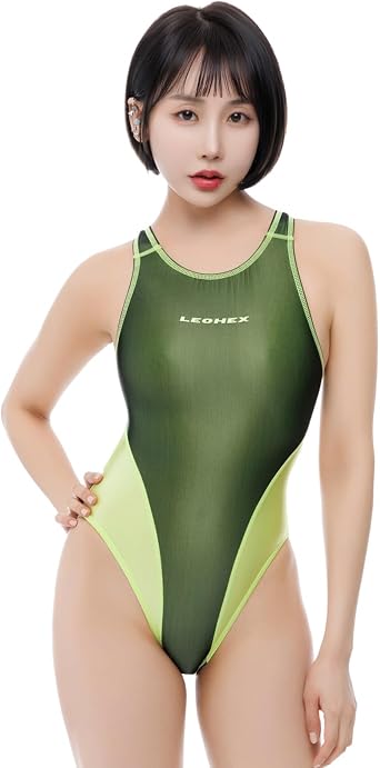LEOHEX Enchanted Phantom Sheer Mesh & Glossy Double Structure Womens Sexy High-Cut Swimsuit