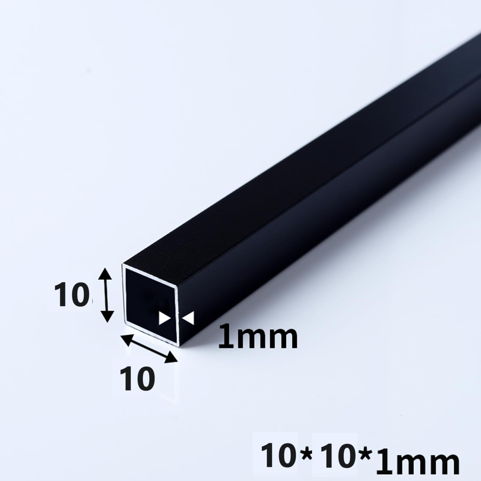 Kwweeoo Black Aluminum Square Tubing 4Pcs 10mm x 10mm x 1000mm Long Wall Thickness 1mm, 4 Pack 0.4 inch 0.4