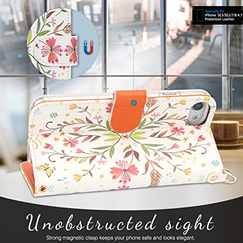 Fyy Designed For Iphone Se Case 2022 (3Rd Gen) / Iphone Se Case 2020 (2Nd Gen) / Iphone 7 Case/Iphone 8 Case, Luxury Pu Leather Wallet Phone Case With Card Holder Flip Kickstand Cover Spring #TOP4