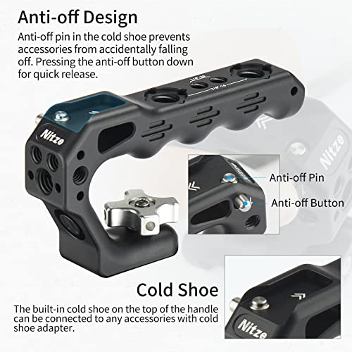 Nitze Universal Mini Cold Shoe Top Handle for Camera Cage DSLR Cameras, Universal Video Rigs(Lil Stinger II Handle) - PA28M-D3 - Image 4