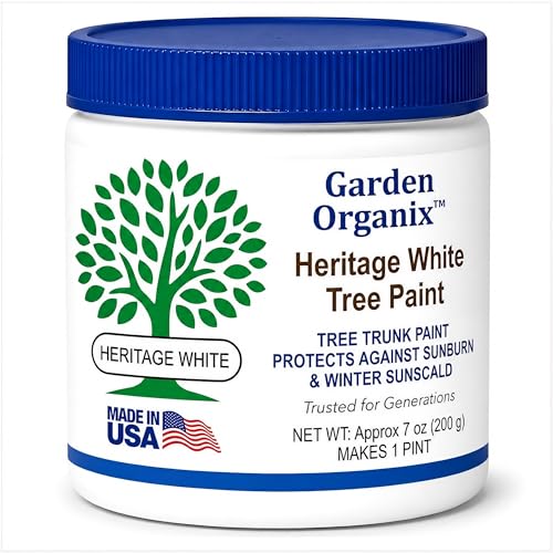 Garden Organix Heritage White Sun Shield Tree Paint Sunburn Protection for Fruit Trees & Saplings 1 Pint (Heritage White Color) Made in the USA