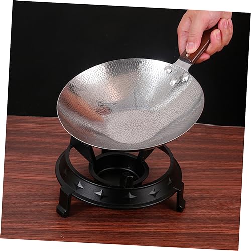 Wok de acero inoxidable 22 cm con mango de madera miniatura 4
