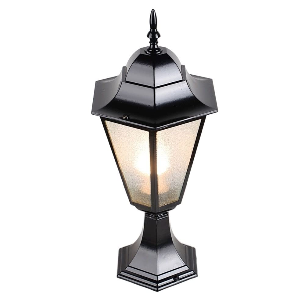 Lampy słupkowe Zewnętrzna europejska odporna na deszcz aluminiowa lampa kolumnowa Antyczna wodoodporna IP56 Słupek Lampa słupkowa LED Zewnętrzny ganek,Czarny