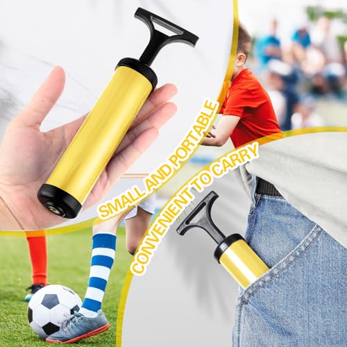 Reginary 10 Pcs Ball Pump for Sports Balls Pump with Needle and Extension Hose Bulk for Basketball Football Soccer Volleyball(Yellow,Hollow Style) - Thumbnail 7