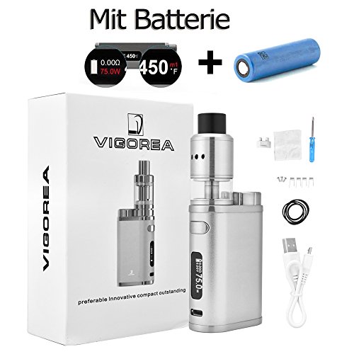 Vigorea neue E Zigarette 75W Starterset 2200mAh,TC (Temperaturregelung) Box Mod, 0.2ohm Verdampfer, 4ml Tank… – Bild 8