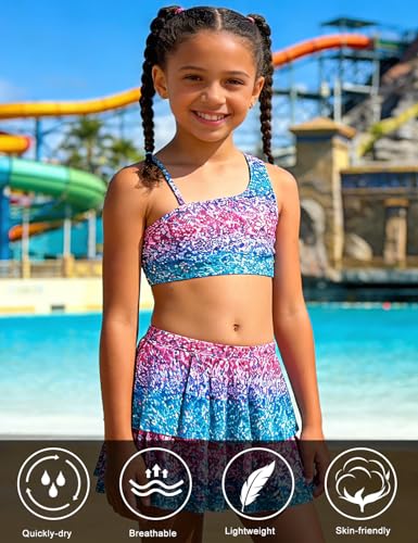 Image of RAISEVERN Girls Swimsuit 3 Piece Bathing Suits Cute Swimwear for 5-12 Years