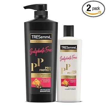 TRESemme Pro Protect Sulphate Free Shampoo 580ml + Sulphate Free Conditioner 190ml | with Morrocan Argan? Oil | No Sulphates or Parabens | Gentle care for your hair | Used by professionals