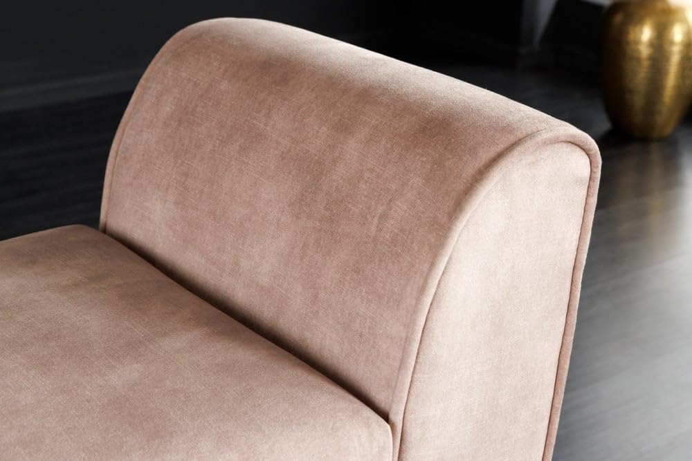 Elegante panchina imbottita Skandi stile nordico, 90 x 56 x 30 cm, in tessuto di colore beige, con braccioli