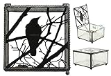 Ebros Gothic Silhouette Raven Glass Jewelry Box 4' Wide Raven Crow On Tree Branch Trinket Secret Box