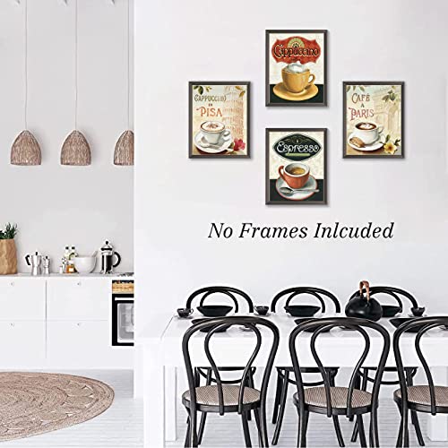 Coffee Wall Art Kitchen Decor, Vintage Coffee Canvas Posters Dining Room Decoration, Mocha Cappuccino Art Painting For Restaurant Office Man Cave Cafe Bar Wall Decor, Set Of 6 - (8"X10" Unframed) #TOP2