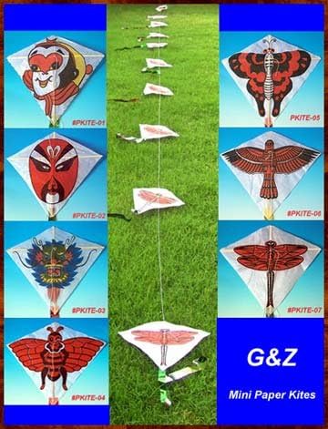 G&Z Dozen of Assorted Mini Paper Train Kites - Dragonfly,Panda,Monkey,Face