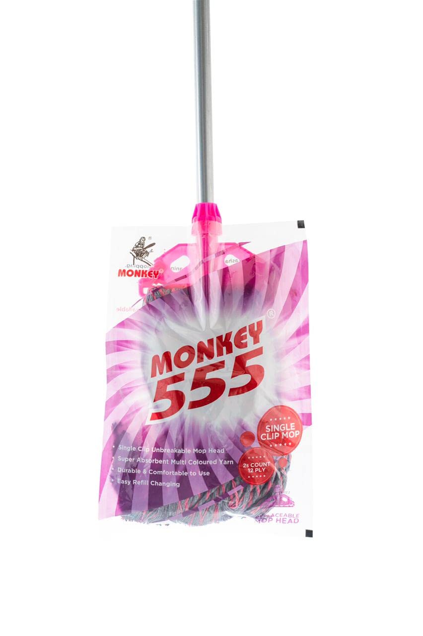 Monkey 555 Single Clip Mop for Wiping Floor | Super Absorbent Multicolor Cotton Yarn | CPVC Plastic Clip & Holder | Durable | Easy Refill Head | Floor Cleaning Mops (B0BHL7LX2B) Amazon Price History, Amazon Price Tracker