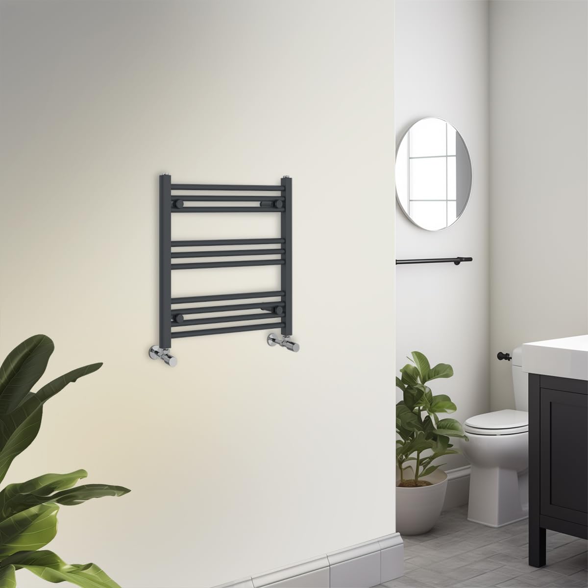 Warmehaus Towel Radiator 600 x 600mm Grey Contemporary Bathroom Towel Rail - Straight