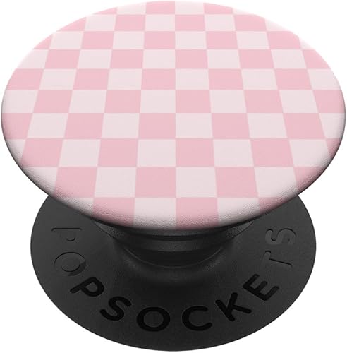 PopSockets de tablero de ajedrez clásico a cuadros con patrón rosa rubor PopGrip intercambiable