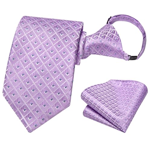 Image of Hi-Tie Boys Tie Pre-Tied Pocket Square Set Adjustable Kids Neckties Age 7-11 Years School UniForm Graduation