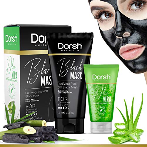 Charcoal Face Mask - Blackhead Remover Mask - Peel Off Face Mask With Activated Bamboo Charcoal - Deep Cleansing Pore Blackhead Remover - Purifying Face Mask & Aloe Vera Gel for Women & Men
