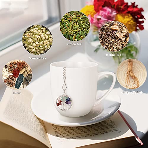 Pair Tea Infuser,7 Chakra Healing Crystal Tree Life Wire Wrapped Pendant Tea Strainer, Natural Stone Reiki Spiritual Quartz Loose Leaf Tea Steeper For Brew Fine Loose Tea And Spices Seasonings #TOP4