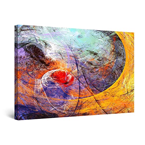 Startonight キャンバス ウォール アート 抽象 - 未来からのティール オレンジの抽象絵画 - フレーム入り 60 x 90 CM
