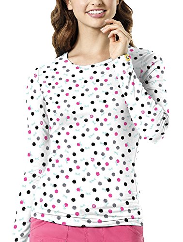WonderWink Women's Layers Printed Long Sleeve Tee, Dots in Style, Small