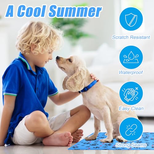 Kühlmatte für Hunde & Katzen,90 x 60cm Kühlmatte Katzen,Selbstkühlende Hundematte,Dog Cooling Mat Für Kleine Grosse Hunde,Kühldecke Hundebett für Zuhause Unterwegs Oder im Auto, Waschbar, Sommer