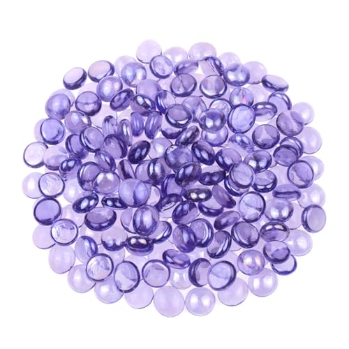 KINGOU Flat Glass Gems/Beads/Stones for Vase Filler, Table Scatter, Games - 1 Lbs (14-16mm, Approx. 5/8")