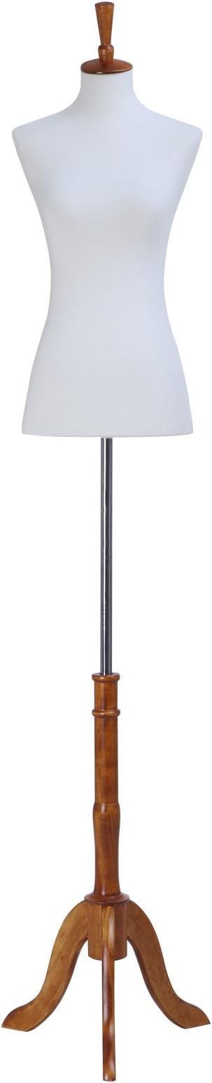 Female Mannequin Torso Body Dress Form with Tripod Stand Small 2-4 Size, 33" 25" 34", Non-Straight Pinnable, Adjustable Height, for dress clothing Display White UMDLM05W