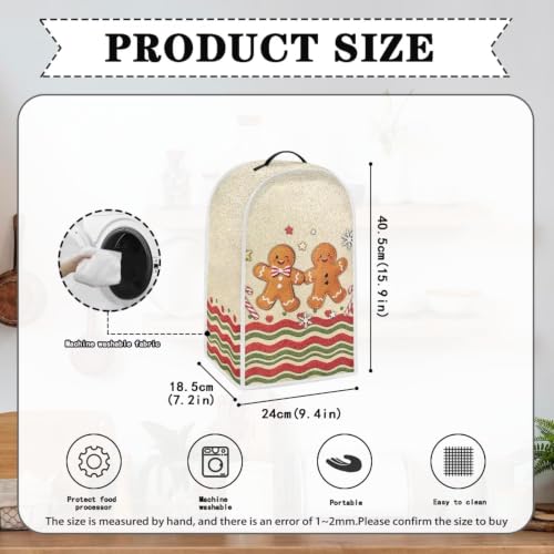 Image of Christmas Cookie Kitchen Blender Dust Cover with Top Handle | Washable Anti Splash, Stand Mixer or Coffee Juicer Maker Cover Polyester Dust Proof Blender Protector Covers for Friends