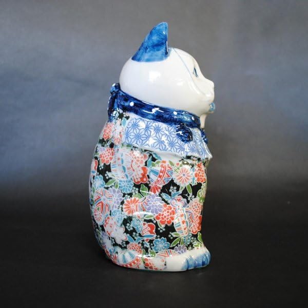 Amazon.co.jp: 瀬戸焼 招き猫 日本製 友禅磁器ホワイト柄(小) 17.5