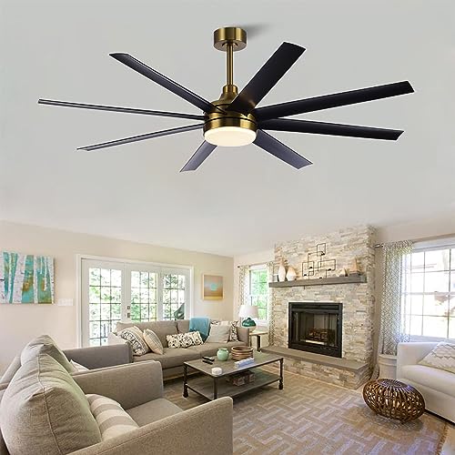 Tropwellhouse 56″ Modern 8 Blade LED Ceiling Fan with Lights Remote