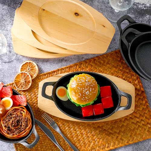 Mifoci-Set-of-4-Cast-Iron-Mini-Oval-Serving-Dish-Pans-with-Wooden-Base-8oz-Mini-Cast-Fajitas-Iron-Small-Iron-Skillet-Dishes-Black-Little-Pans-Skillets-for-Baking-Roasting-85-x-61-x-17-Inch