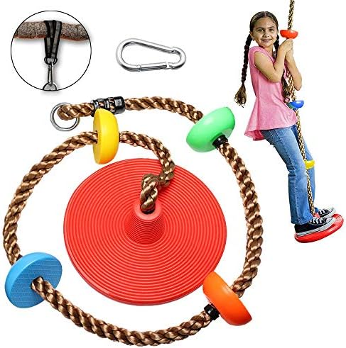 Unicam Climbing Rope Tree Swing for Kids with Platforms and Disc Swings Seat, Playground Swing Set, Outdoor Play Toys, Children Trees House Swing, with Carabiner and Strap Kit