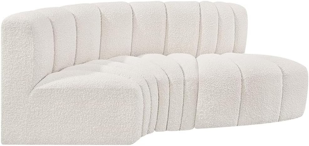 BOWERY HILL Contemporary Modular Sectional Sofa, Cream Boucle Fabric Upholstery, 70" W x 37" D x 30" H, Deep Channel Tufting, Versatile Living Room or Den Seating with Attachable Latch Design
