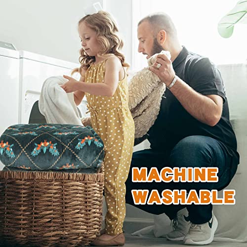 Ramesses Heated Electric Blanket Throw With Single Controls, Printed Flannel Sherpa Electric Blanket, 10 Heating Levels, 1-8 Hours Auto Off (Emerald Green, 62×84) #TOP5