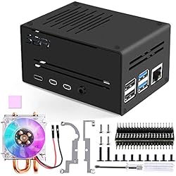 Ventilador Inspire Nano GeeekPi Raspberry Pi 4 Caja de Metal con Ventilador, Raspberry Pi 4B Caja con Raspberry Pi Refrigerador de CPU de bajo Perfil, Raspberry Pi Horizontal Ice Tower Cooler